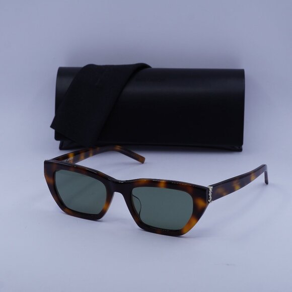 Saint Laurent SL M127/F 003 Cat Eye Sunglasses - Havana\Green - Picture 1 of 10